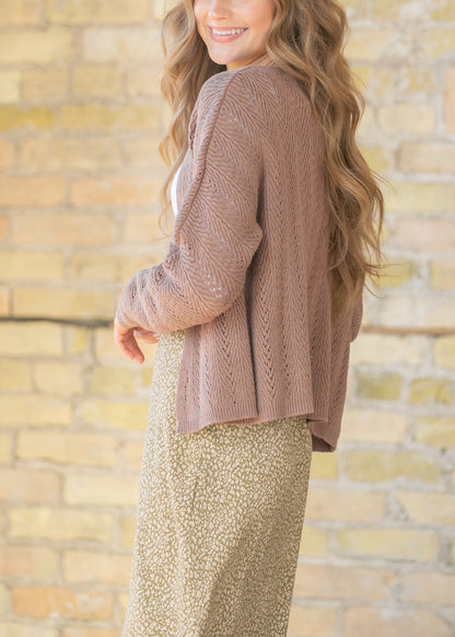 V Eyelet Crochet Cardigan FF Layering Essentials