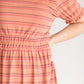 V-neck Embroidered Striped Midi Dress FF Dresses
