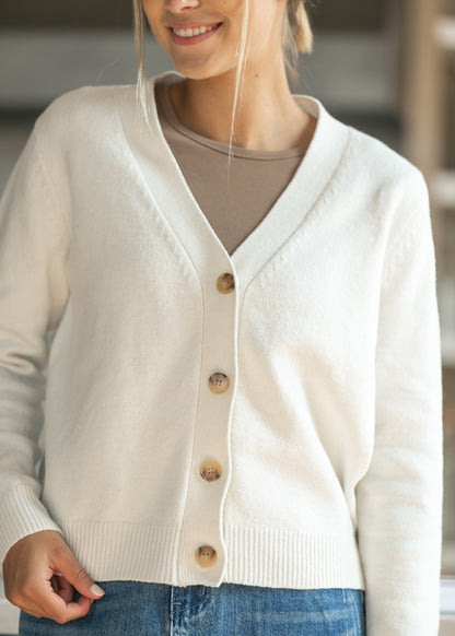 V-neck Soft Knit Button Cardigan FF Tops