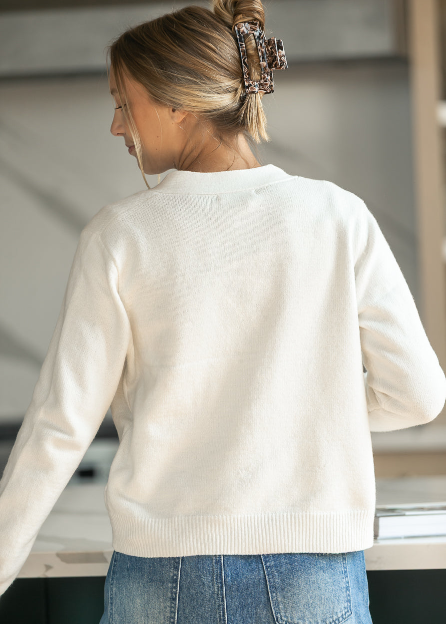 V-neck Soft Knit Button Cardigan FF Tops