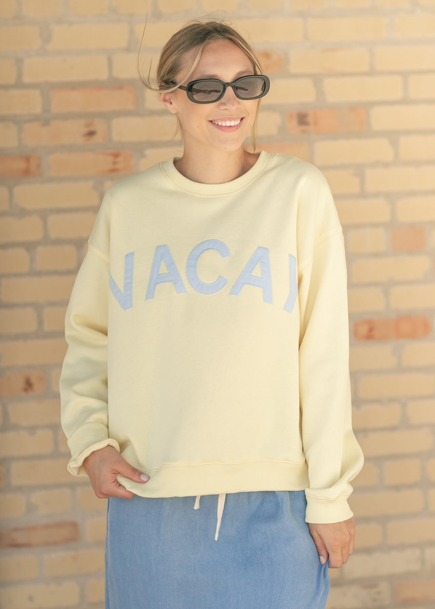Vacay Graphic Crewneck Sweatshirt FF Tops S