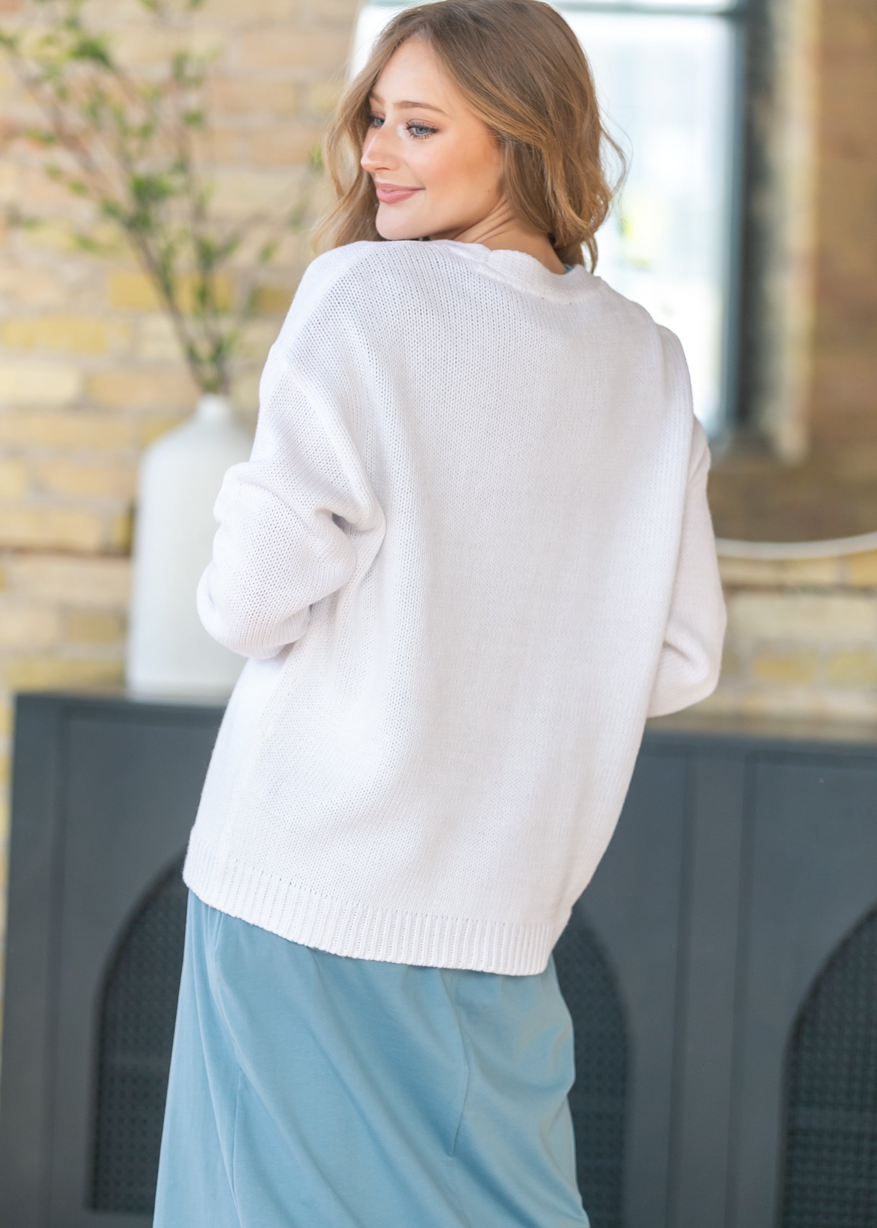 Varari Long Sleeve V-Neck Cardigan FF Tops