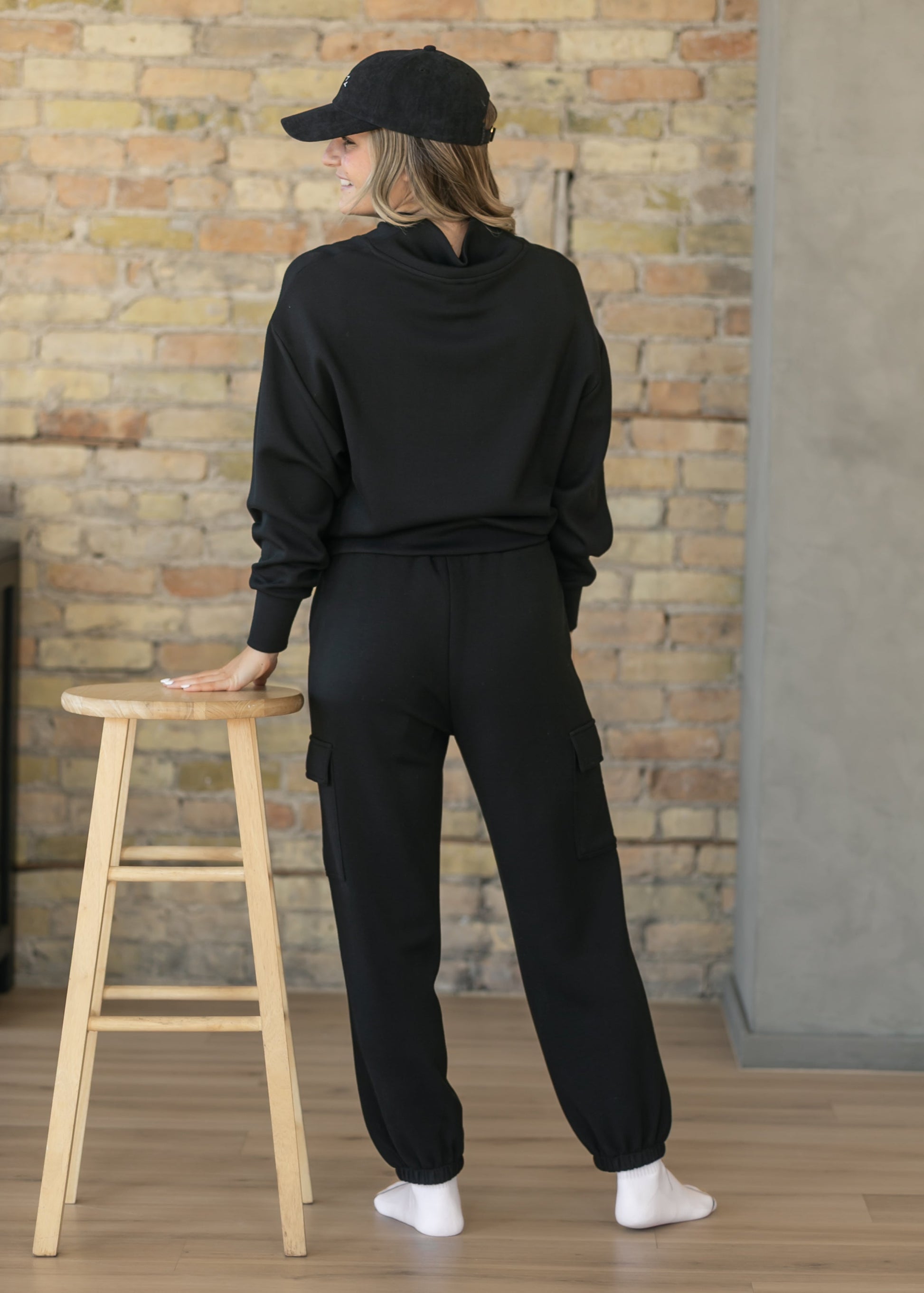 Varley® Black Davidson Quarter Zip Sweatshirt FF Tops