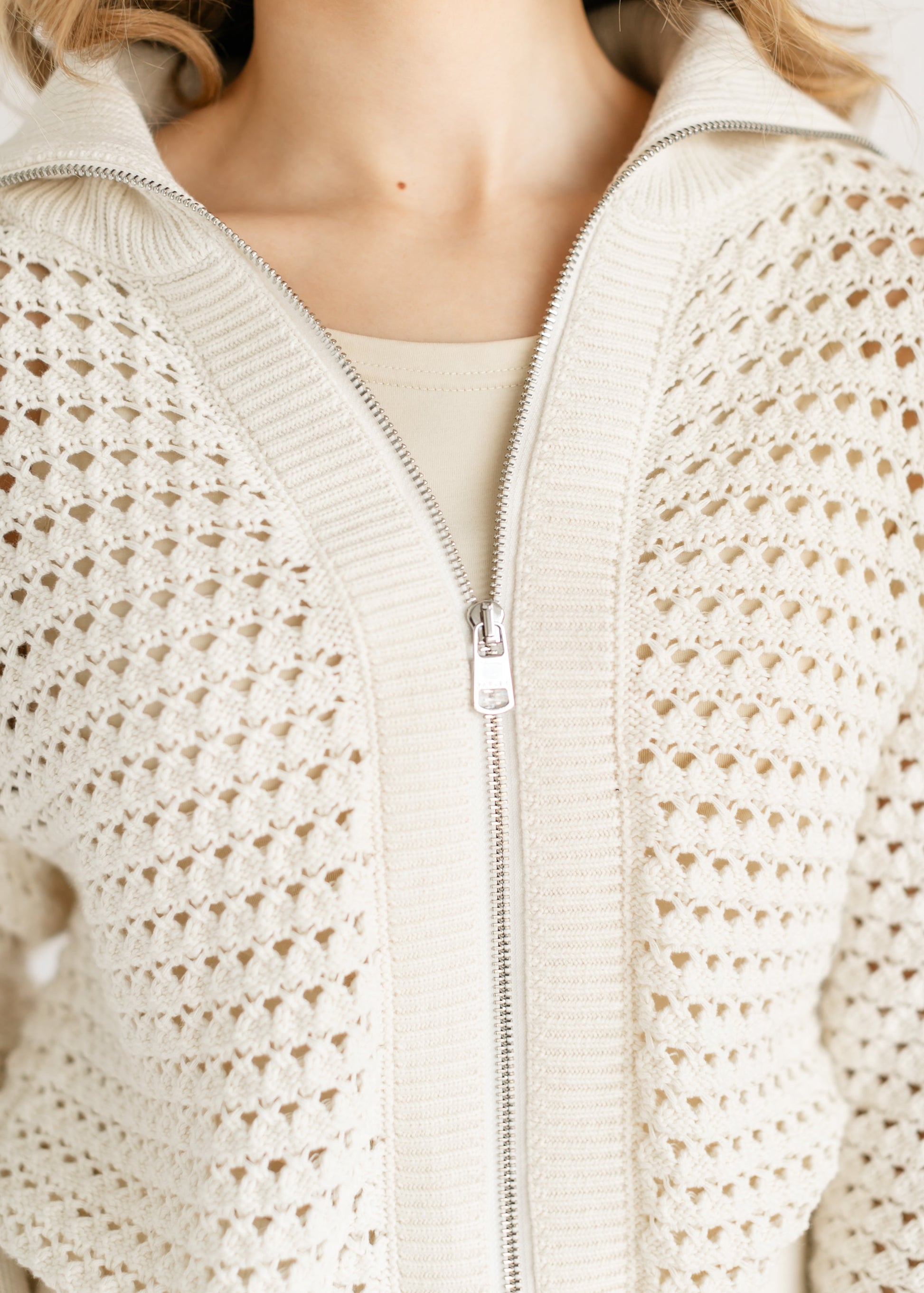 VARLEY® Eloise Full Zip Open Knit Cardigan FF Tops