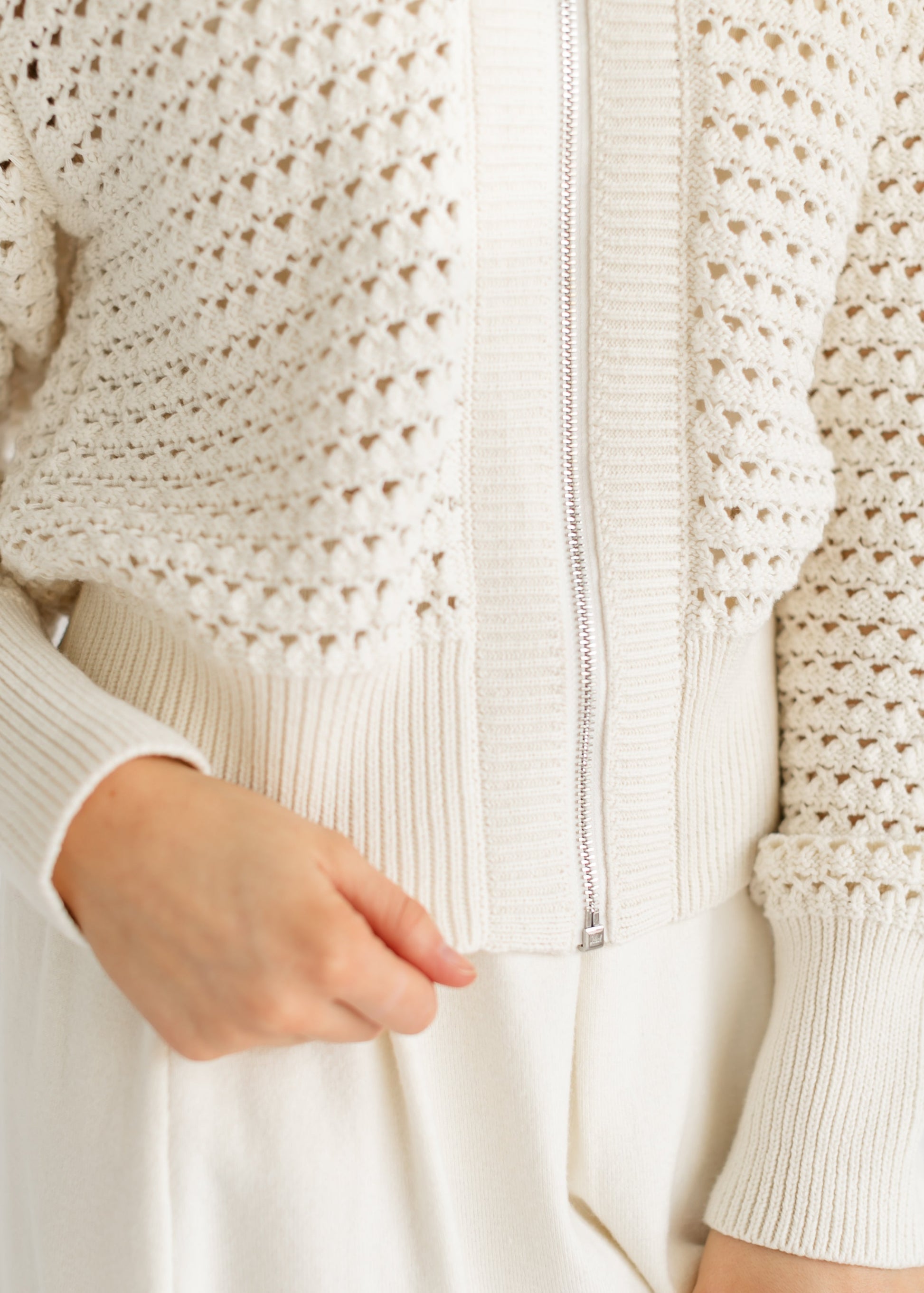 VARLEY® Eloise Full Zip Open Knit Cardigan FF Tops