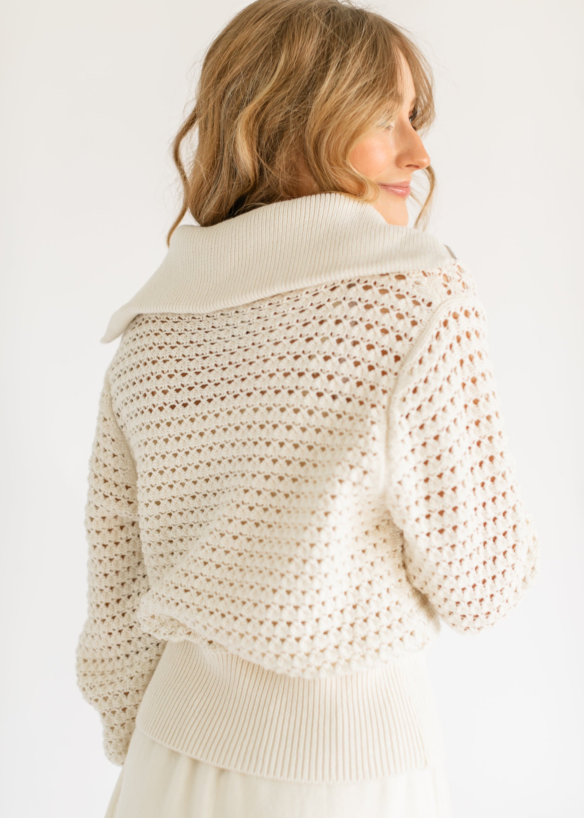VARLEY® Eloise Full Zip Open Knit Cardigan FF Tops