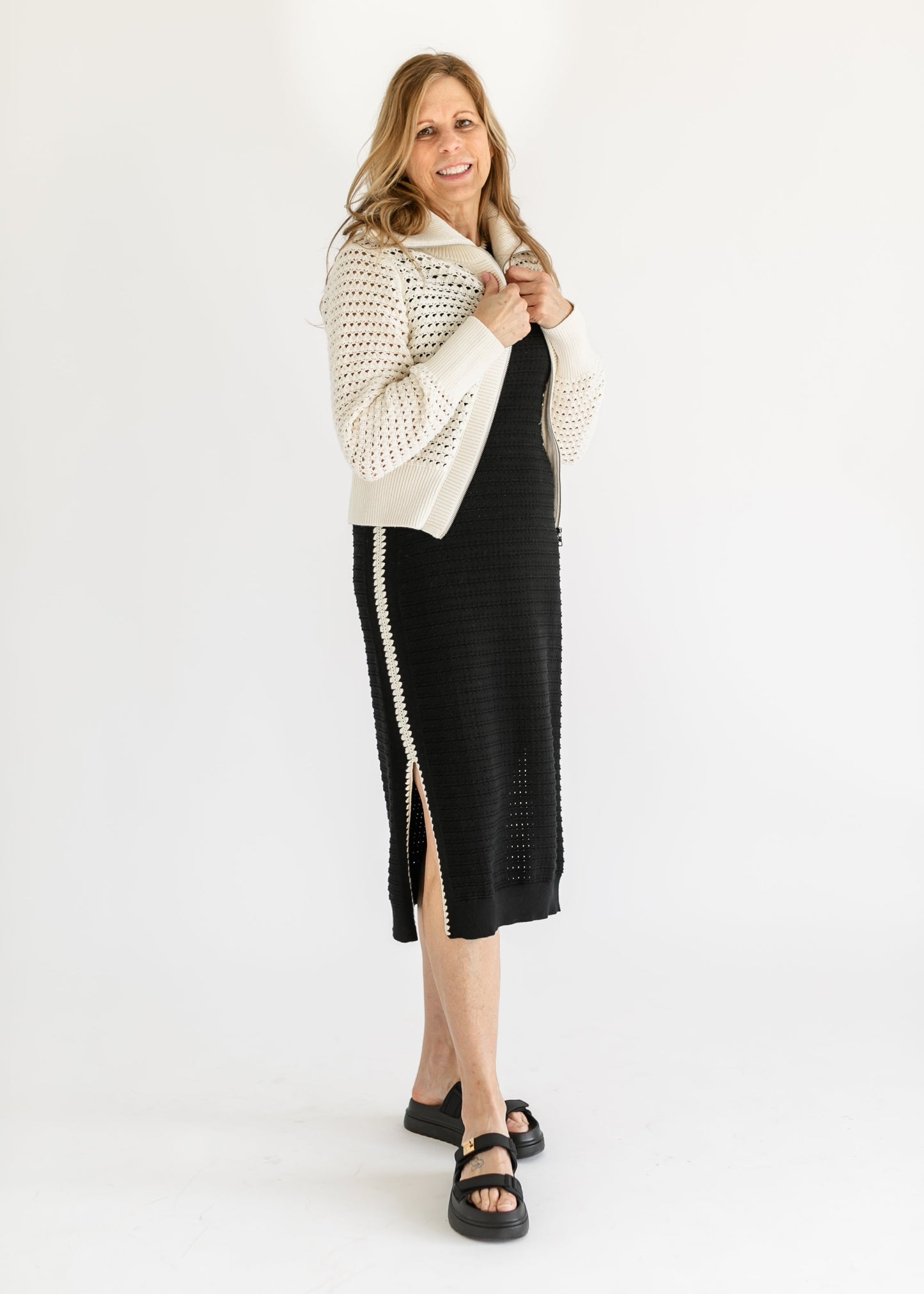 VARLEY® Eloise Full Zip Open Knit Cardigan FF Tops