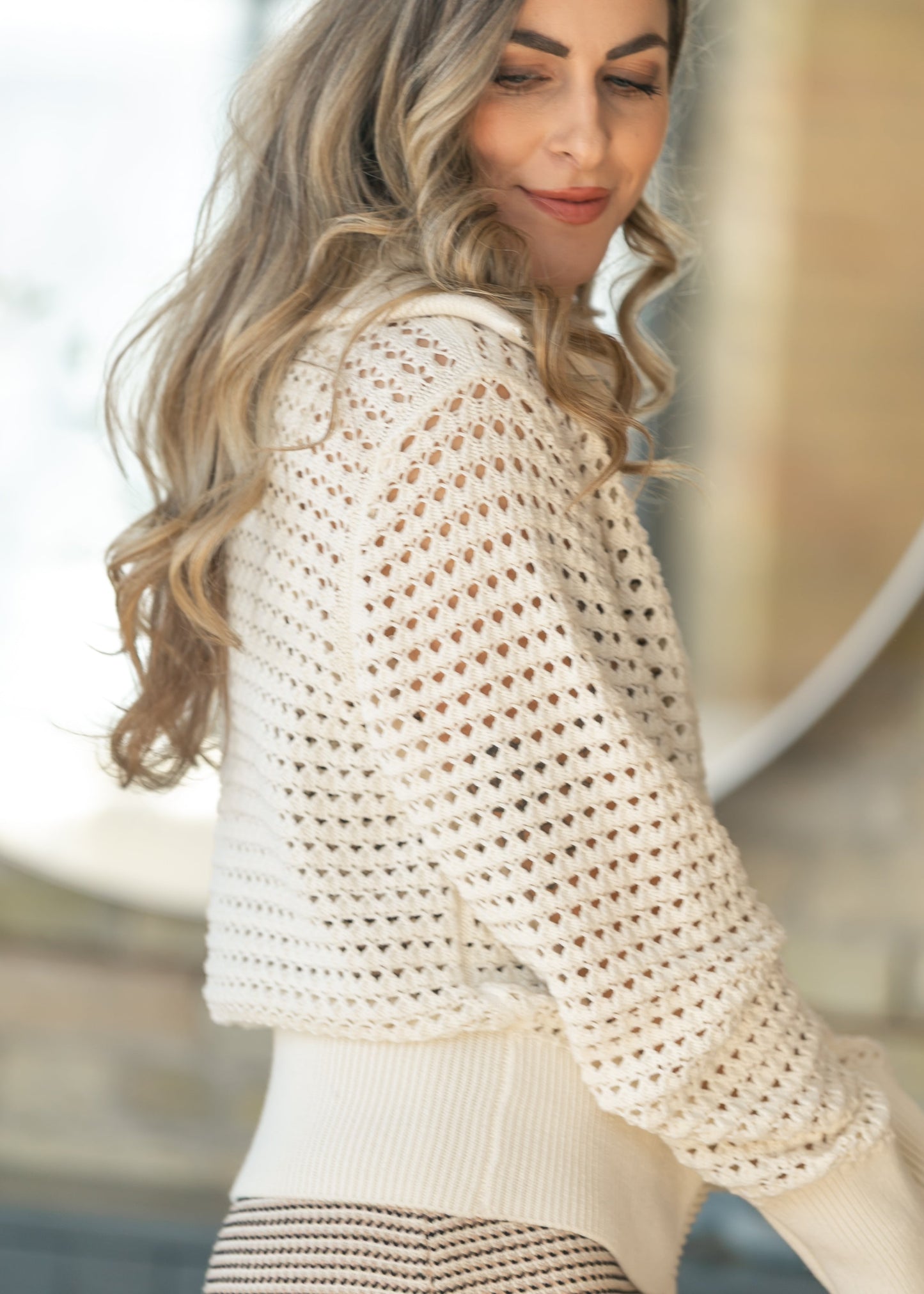 VARLEY® Eloise Full Zip Open Knit Cardigan FF Tops