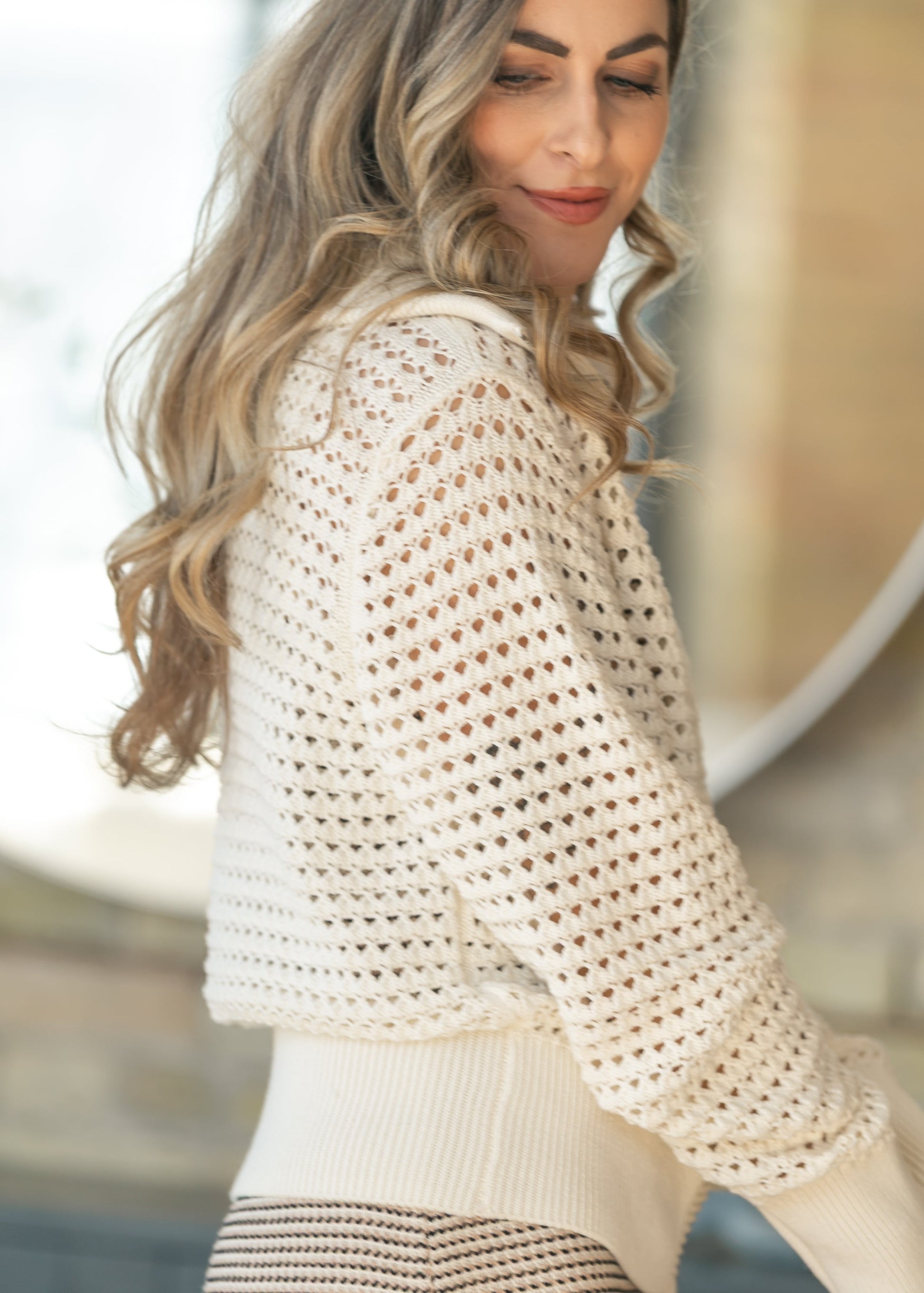 VARLEY® Eloise Full Zip Open Knit Cardigan FF Tops