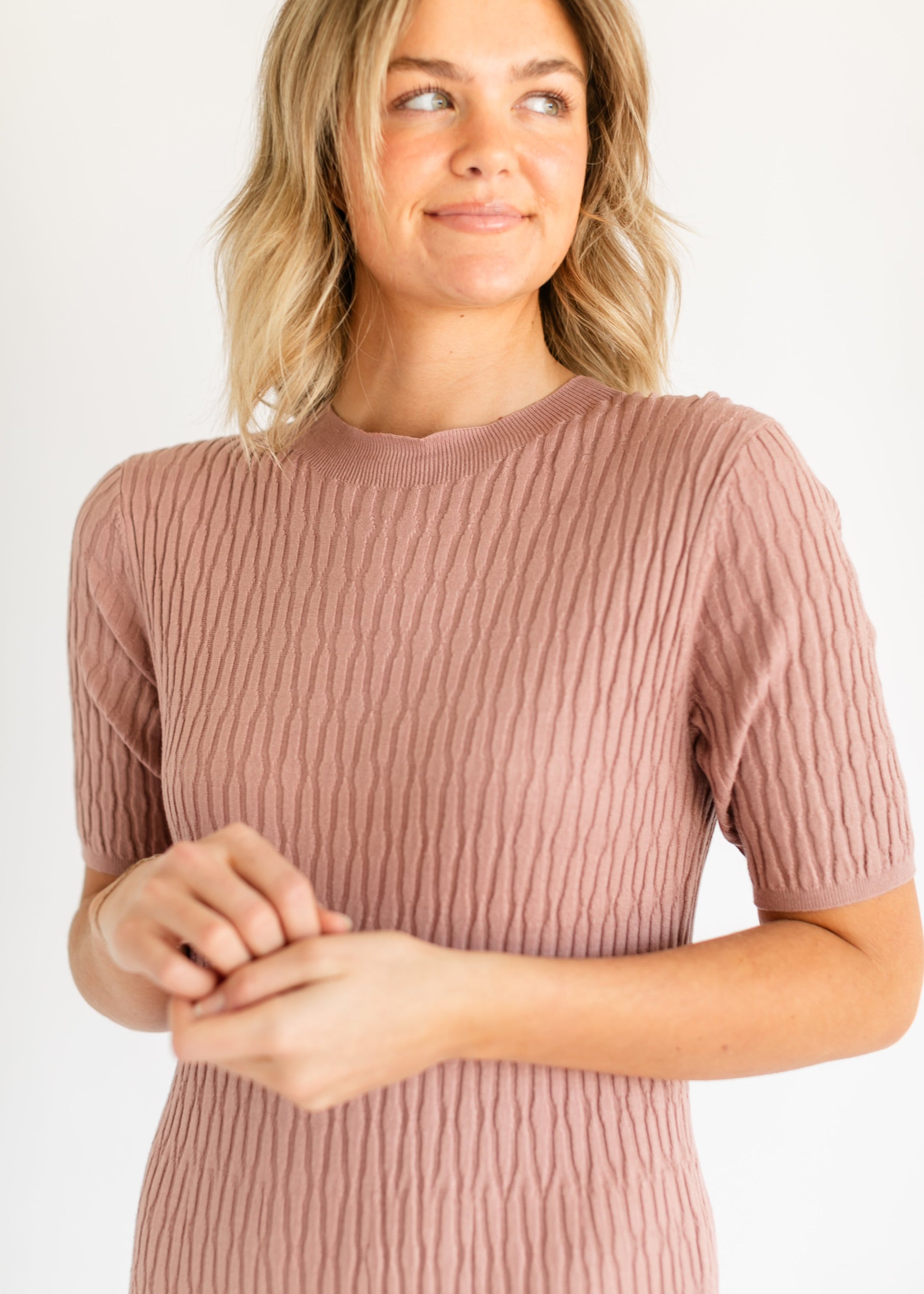 VARLEY® Fara Textured Knit Midi Dress FF Dresses
