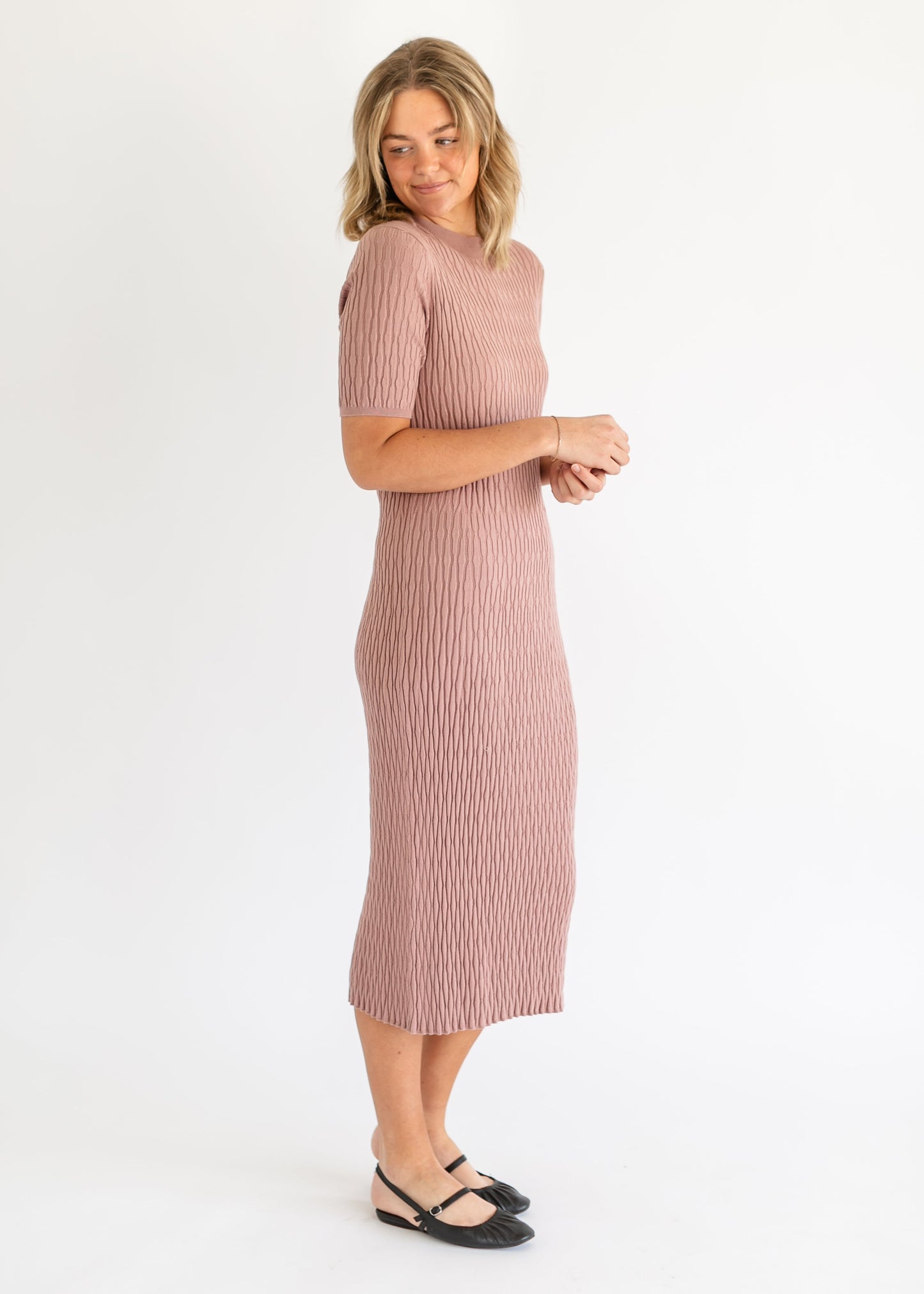 VARLEY® Fara Textured Knit Midi Dress FF Dresses