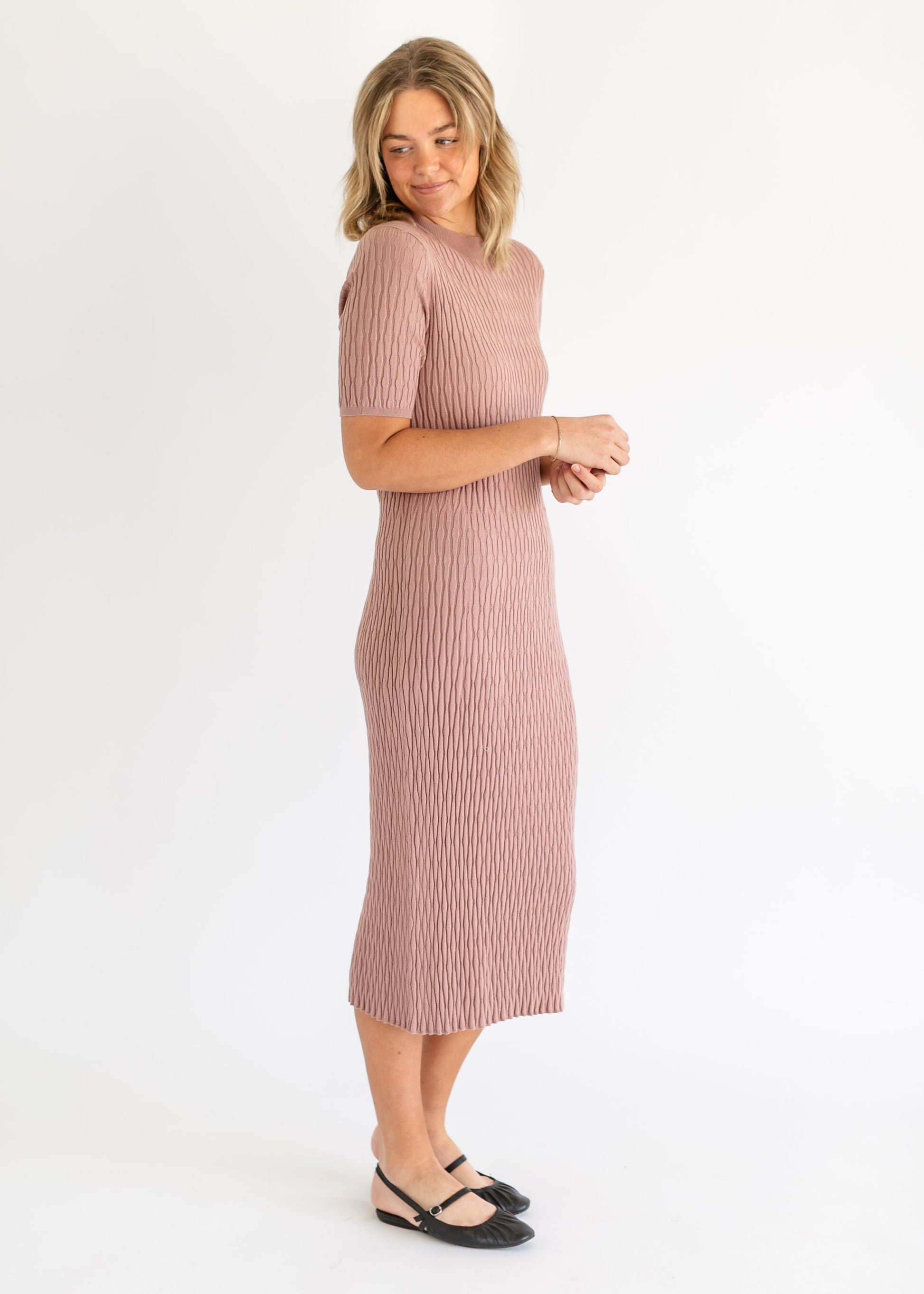 VARLEY® Fara Textured Knit Midi Dress FF Dresses