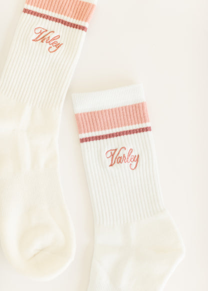 VARLEY® Lamar Club Stripe Sock Accessories Egret/ Dusty rose