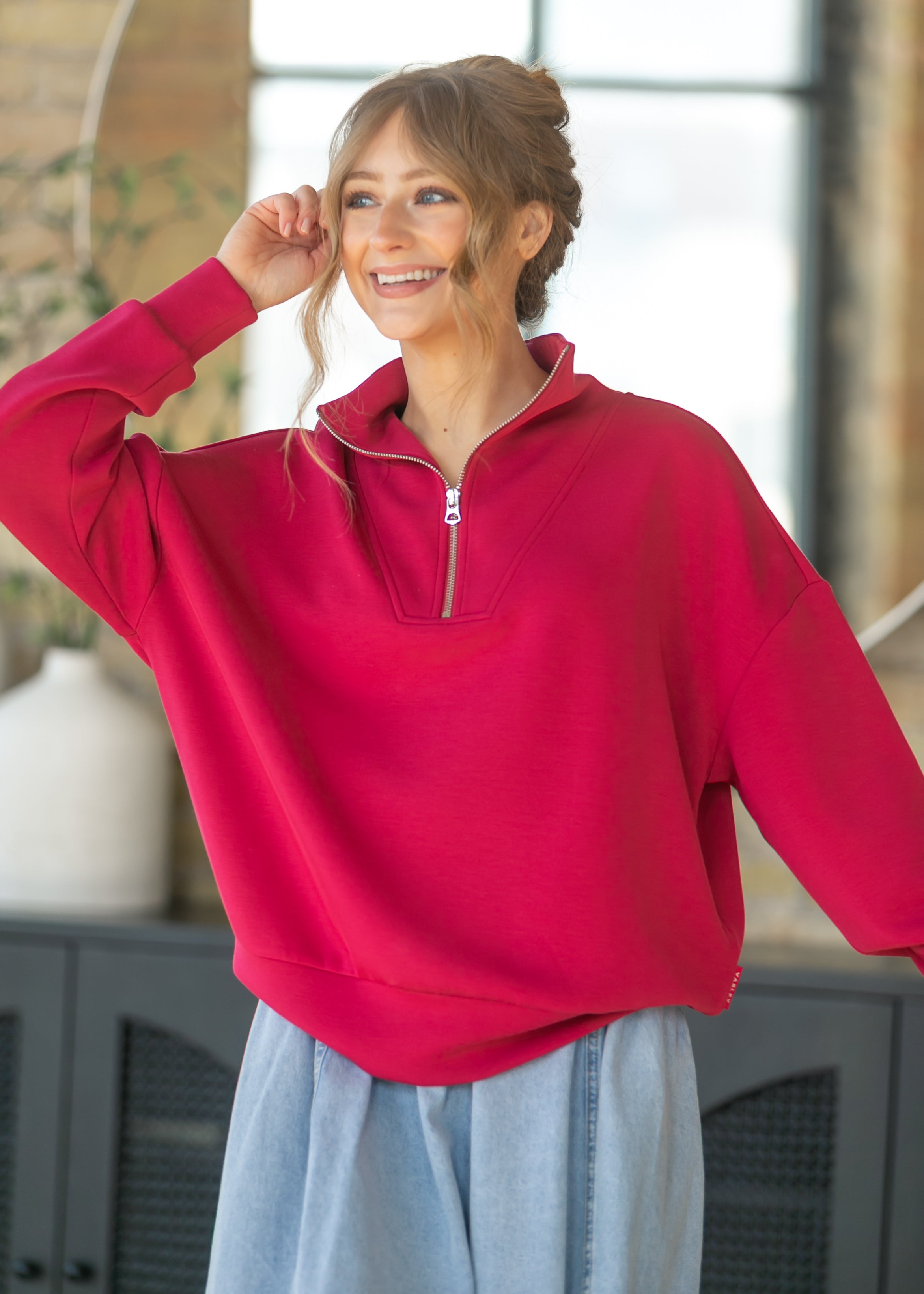 Varley® Red Hawley Half Zip Sweatshirt – Inherit Co.