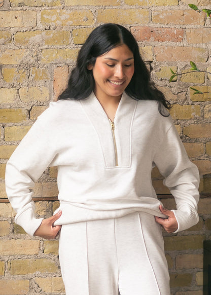 Varley® Sally Half Zip Sweatshirt FF Tops Ivory Marl / S
