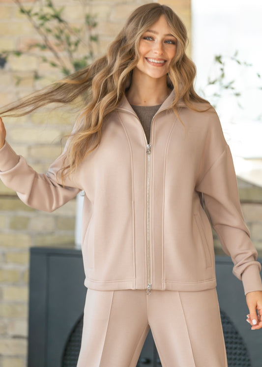 Varley® Taupe Arlene Full Zip Sweatshirt Jacket FF Layering Essentials