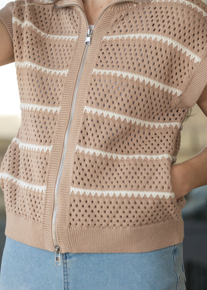 Varley® Taupe Haney Full Zip Knit Vest FF Layering Essentials