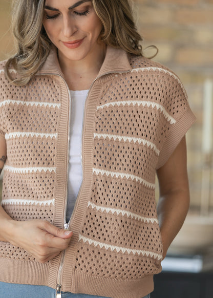 Varley® Taupe Haney Full Zip Knit Vest FF Layering Essentials