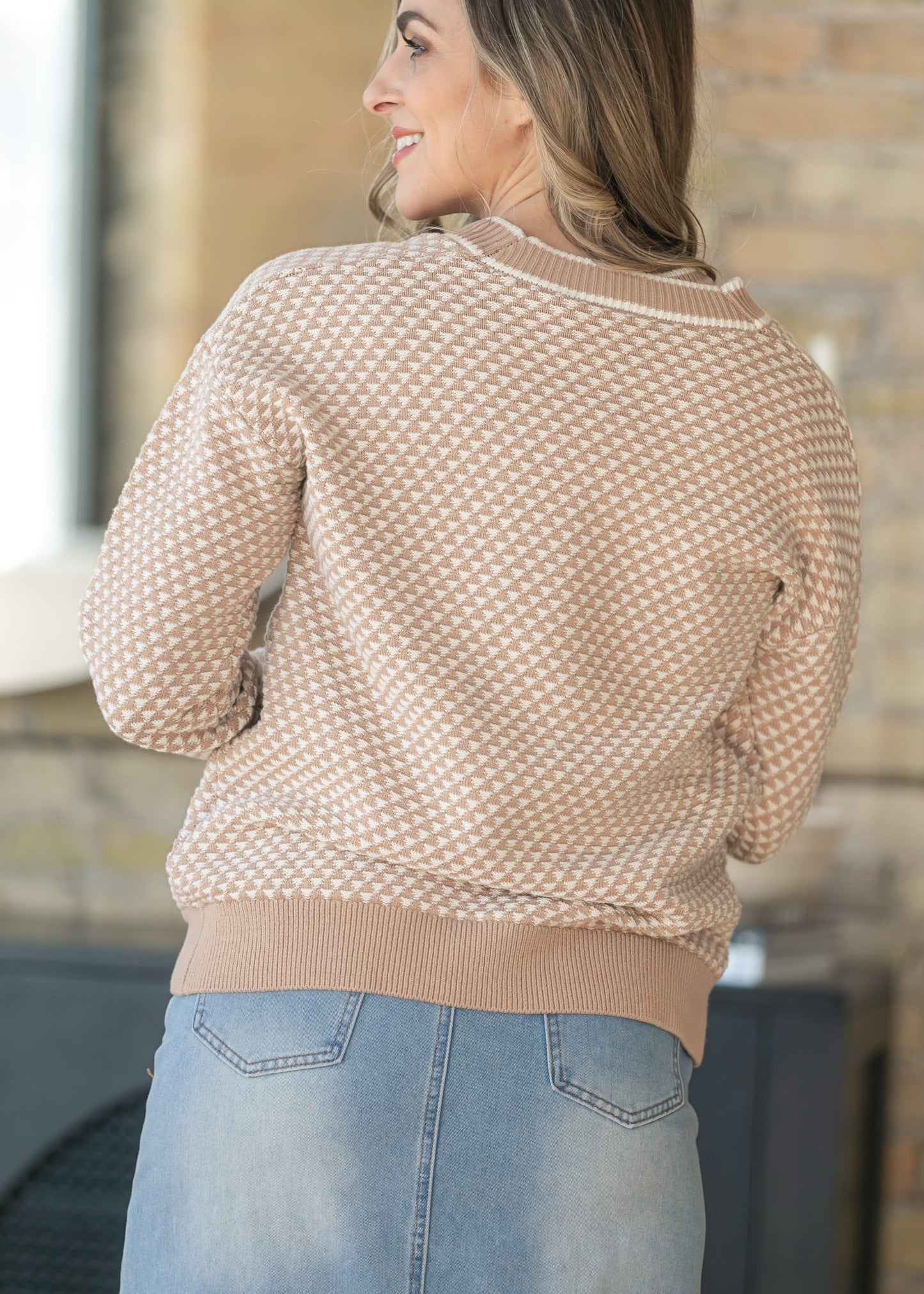 Varley® Taupe Tarran Stitch Knit Cardigan FF Layering Essentials