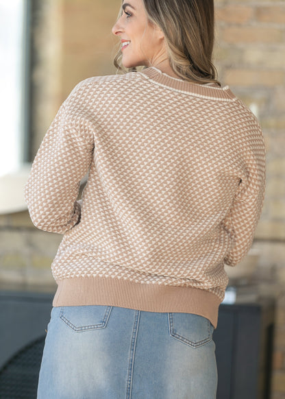 Varley® Taupe Tarran Stitch Knit Cardigan FF Layering Essentials