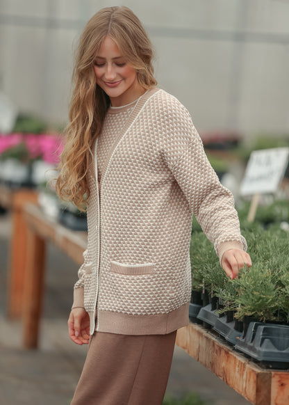 Varley® Taupe Tarran Stitch Knit Cardigan - FINAL SALE FF Layering Essentials
