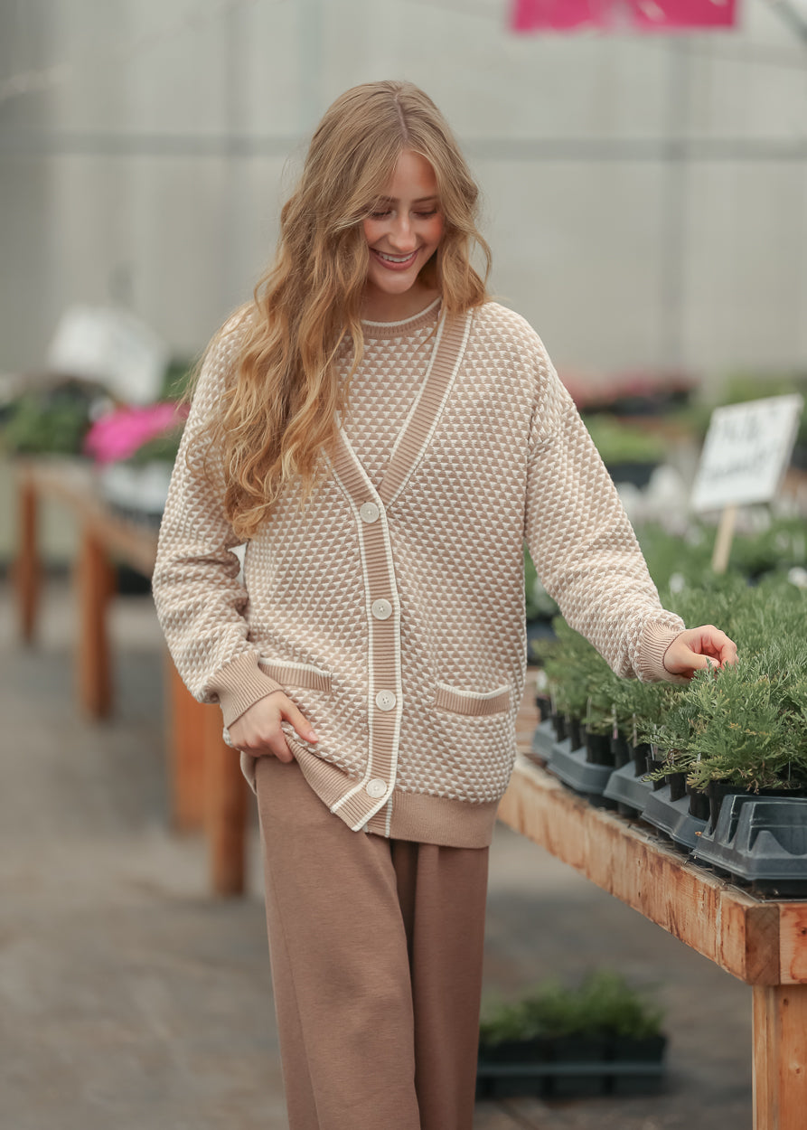 Varley® Taupe Tarran Stitch Knit Cardigan - FINAL SALE FF Layering Essentials