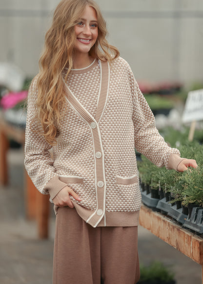 Varley® Taupe Tarran Stitch Knit Cardigan - FINAL SALE FF Layering Essentials