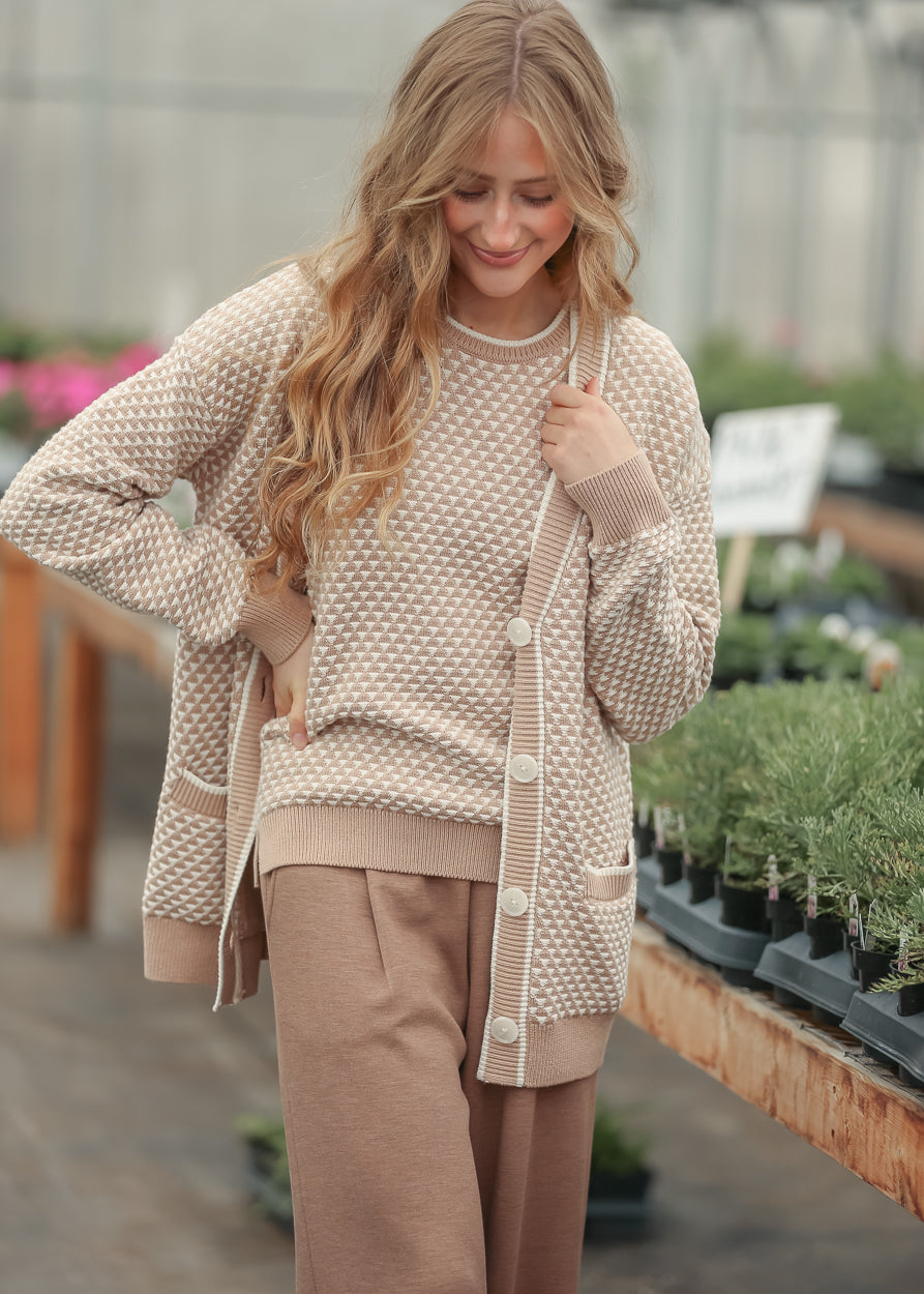 Varley® Taupe Tarran Stitch Knit Cardigan - FINAL SALE FF Layering Essentials