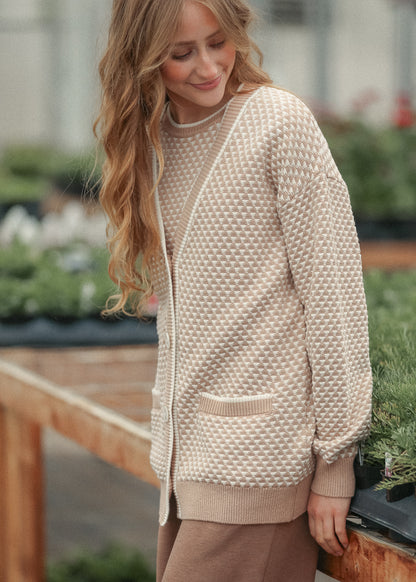 Varley® Taupe Tarran Stitch Knit Cardigan - FINAL SALE FF Layering Essentials