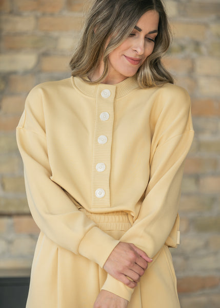 Varley® Yellow Reena Button Front Sweater - FINAL SALE – Inherit Co.