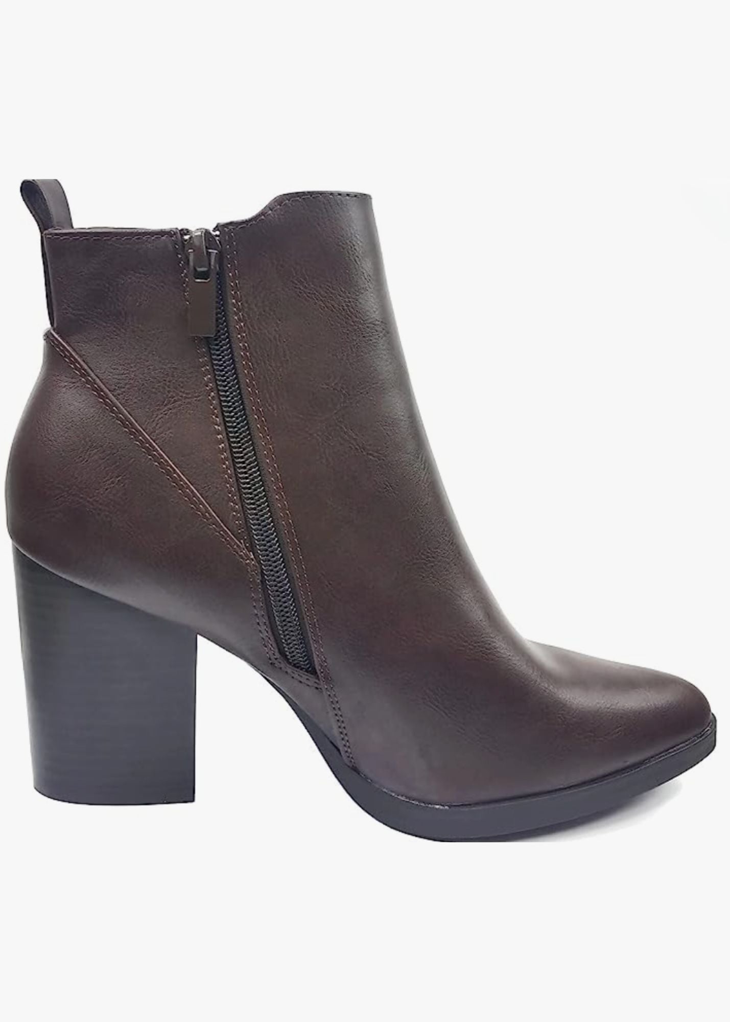 Vegan Leather Heeled Ankle Booties Shoes