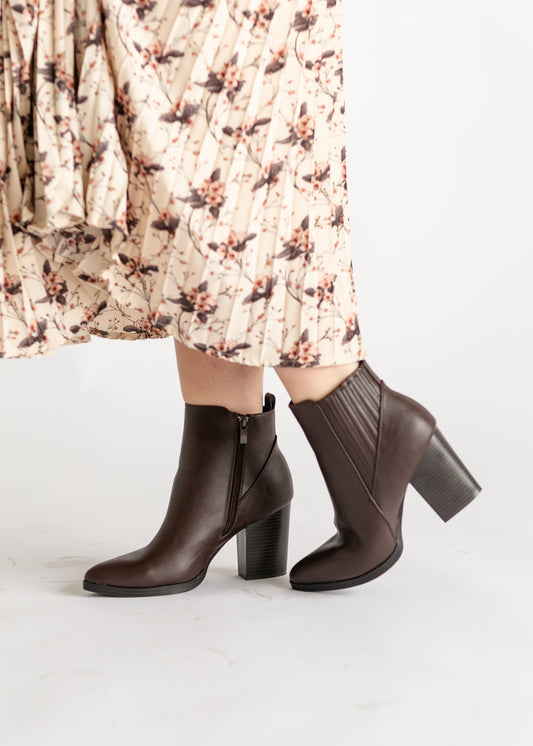 Vegan Leather Heeled Ankle Booties Shoes
