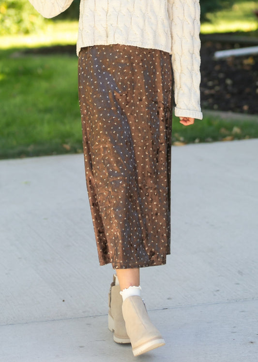 Velvet Ditsy Floral Midi Skirt FF Skirts