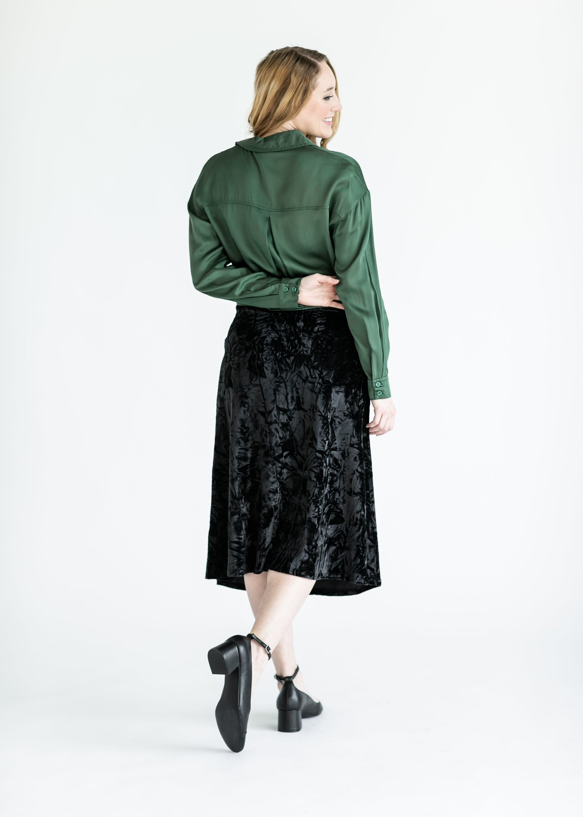 Velvet Pull-on Midi Skirt FF Skirts