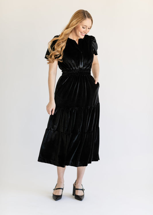 Velvet Tiered Maxi Dress FF Dresses
