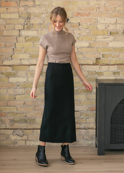 Vera Black Knit Midi Skirt