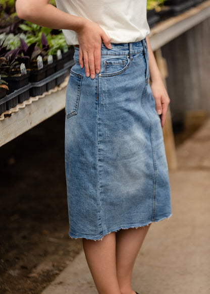 Veronica Light Wash Midi Jean Skirt - FINAL SALE Skirts
