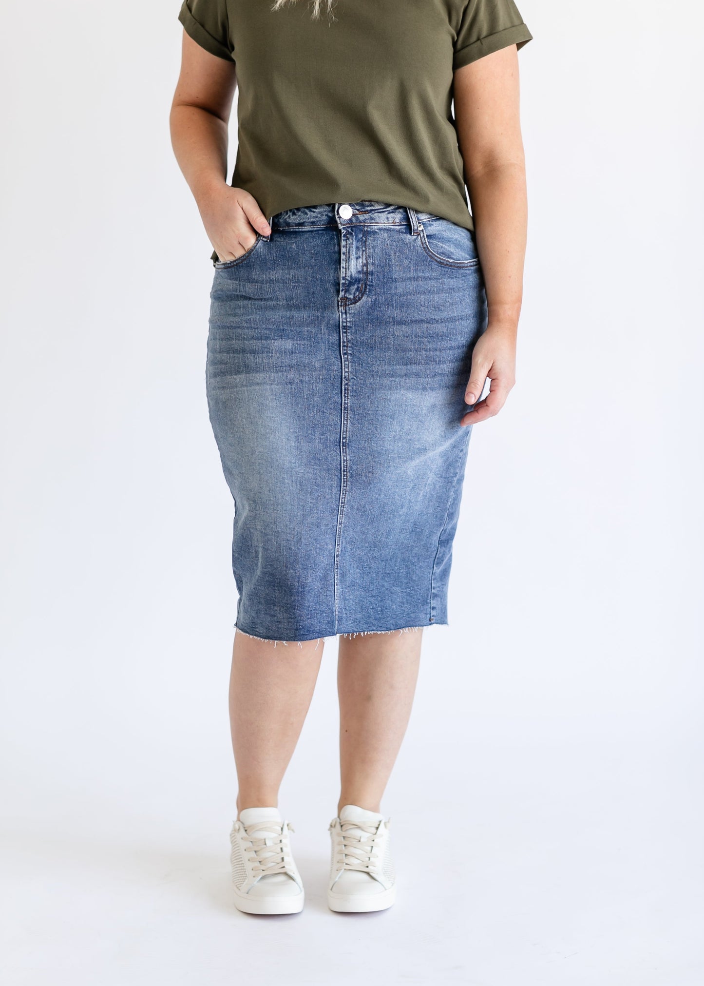Veronica Medium Wash Midi Skirt IC Skirts