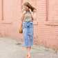 Vintage Embroidered Denim Midi Skirt Skirts
