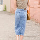 Vintage Embroidered Denim Midi Skirt Skirts
