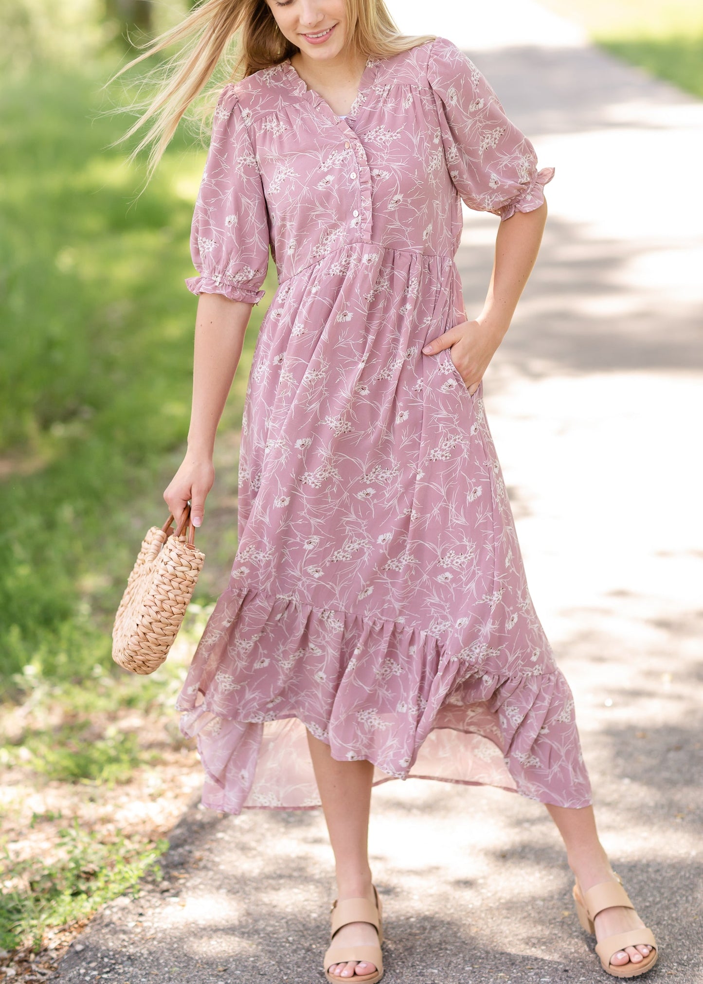 Vintage Floral Button Front Maxi Dress - FINAL SALE Dresses