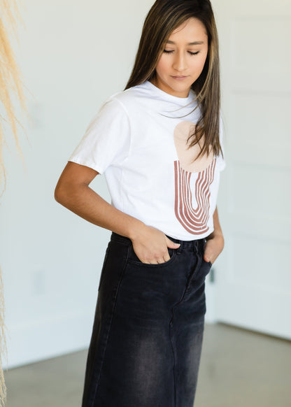 Vintage Geometric White Graphic Tee - FINAL SALE Tops