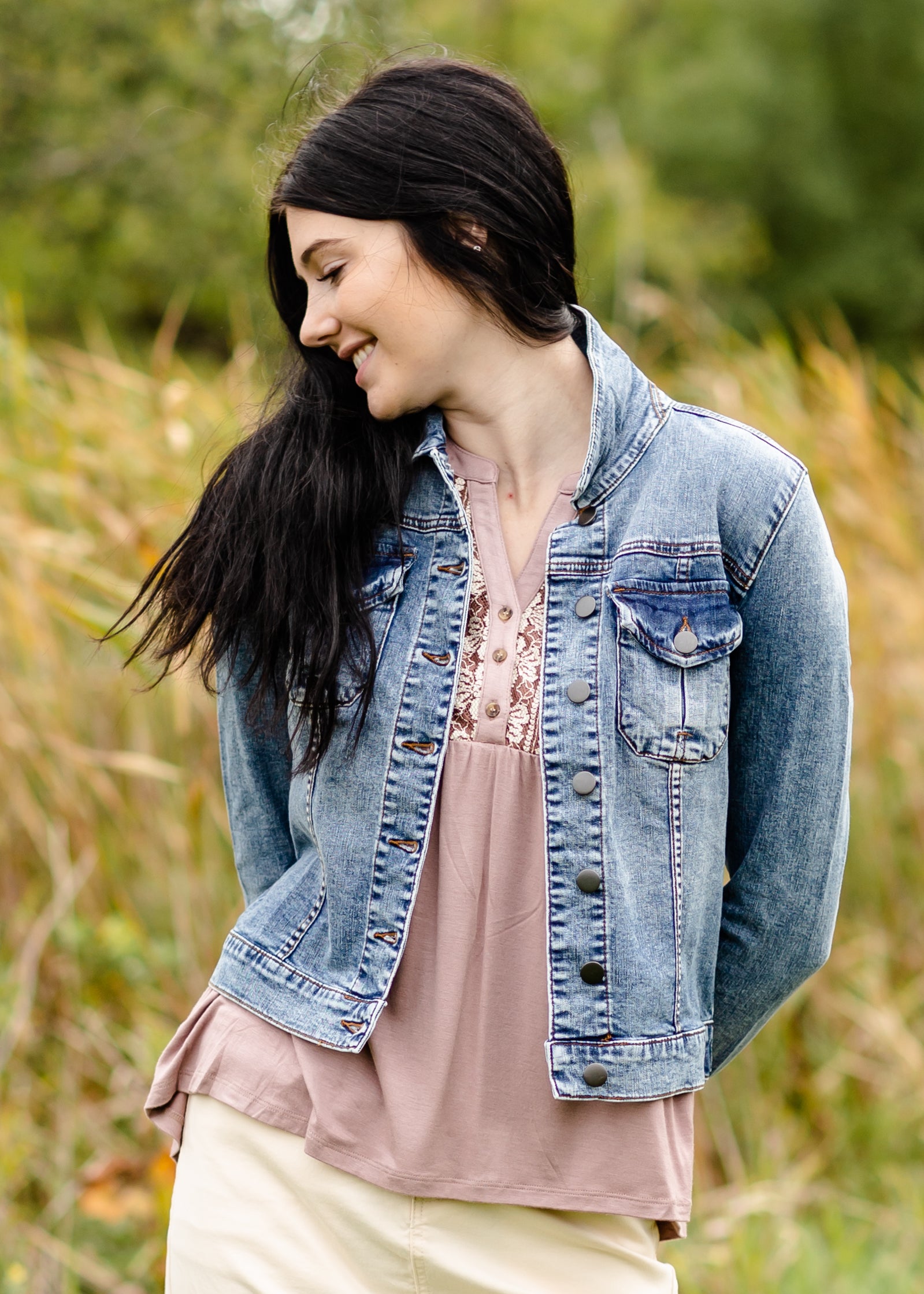 Vintage Light Wash Denim Jean Jacket FF Tops