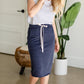 Vintage Navy Elastic Waist Midi Skirt - FINAL SALE Skirts