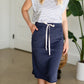 Vintage Navy Elastic Waist Midi Skirt - FINAL SALE Skirts