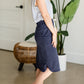 Vintage Navy Elastic Waist Midi Skirt - FINAL SALE Skirts