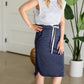 Vintage Navy Elastic Waist Midi Skirt - FINAL SALE Skirts