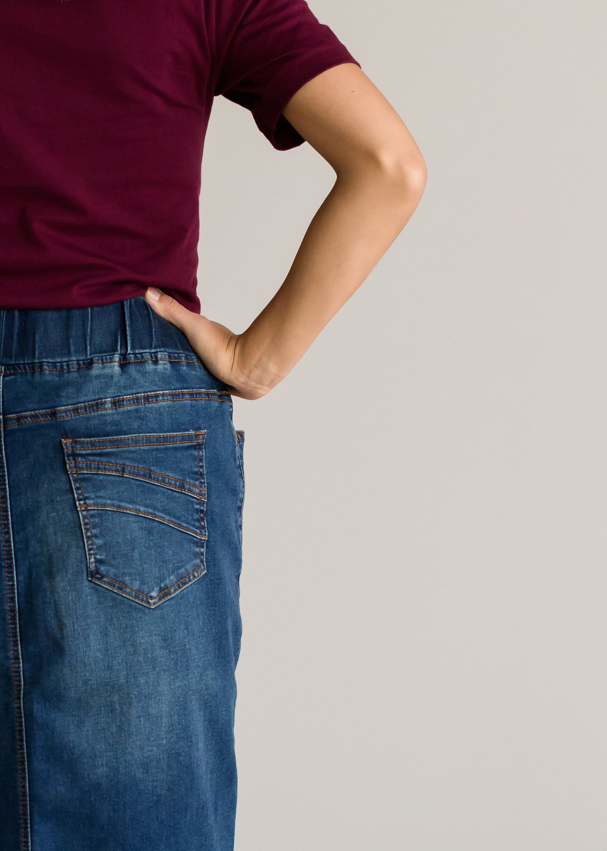 Vintage Stretch Midi Jean Skirt - FINAL SALE Skirts