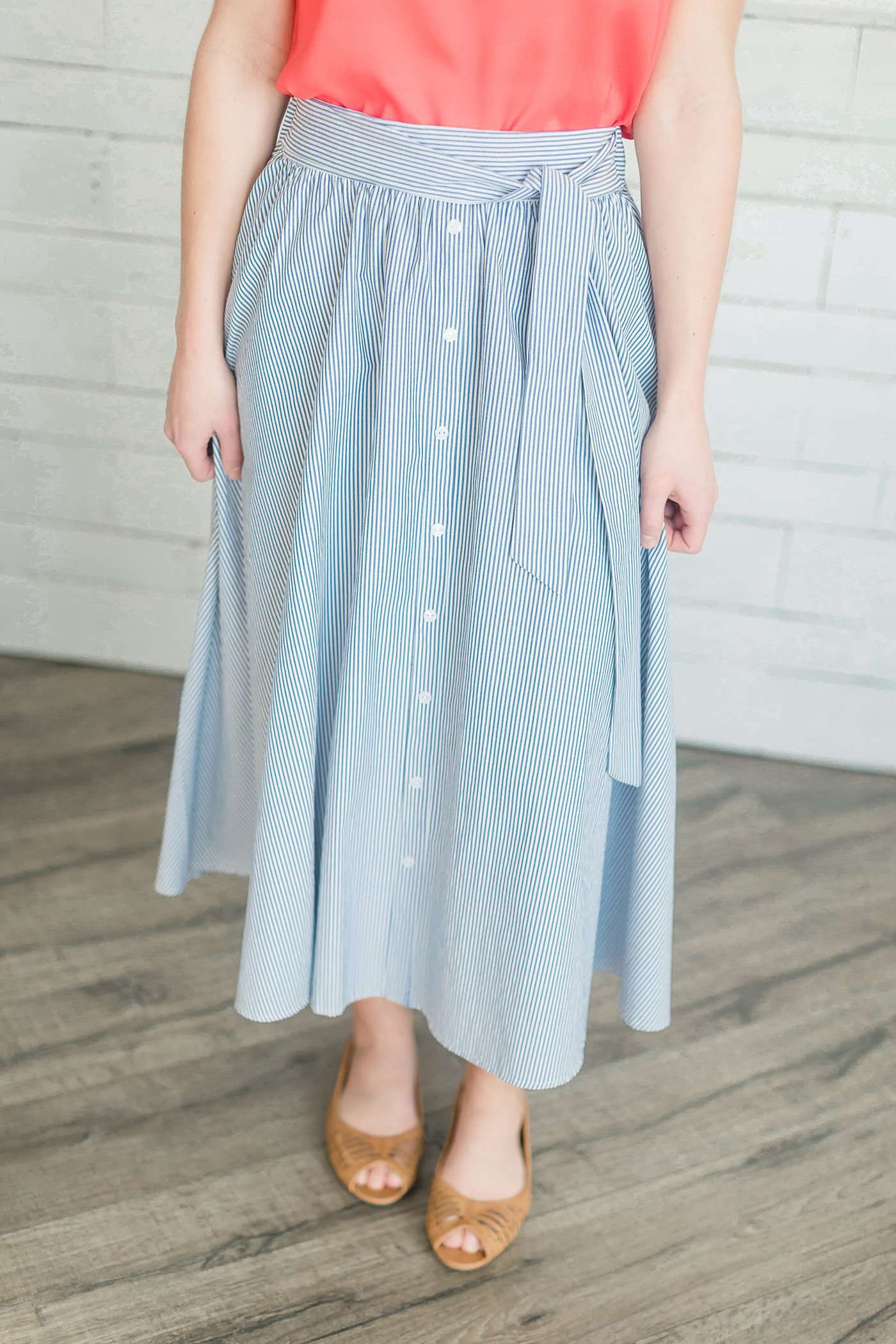 Vintage Striped Midi Skirt Skirts