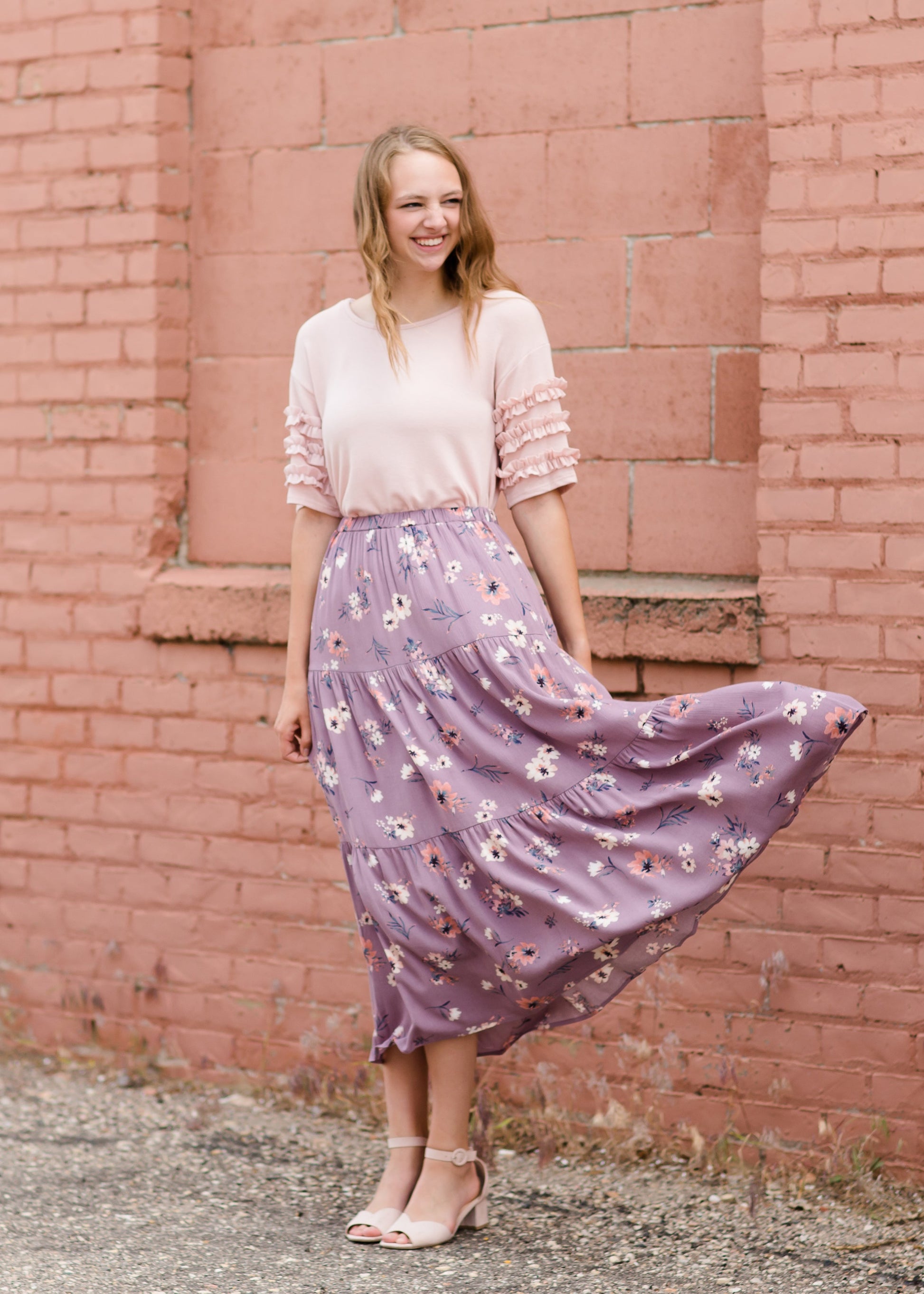 Vintage Tiered Floral Maxi Skirt Skirts